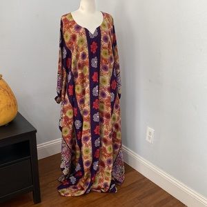 Caftan Floral Cotton Boho Kurti Beach‎ Dress Size OS NEW